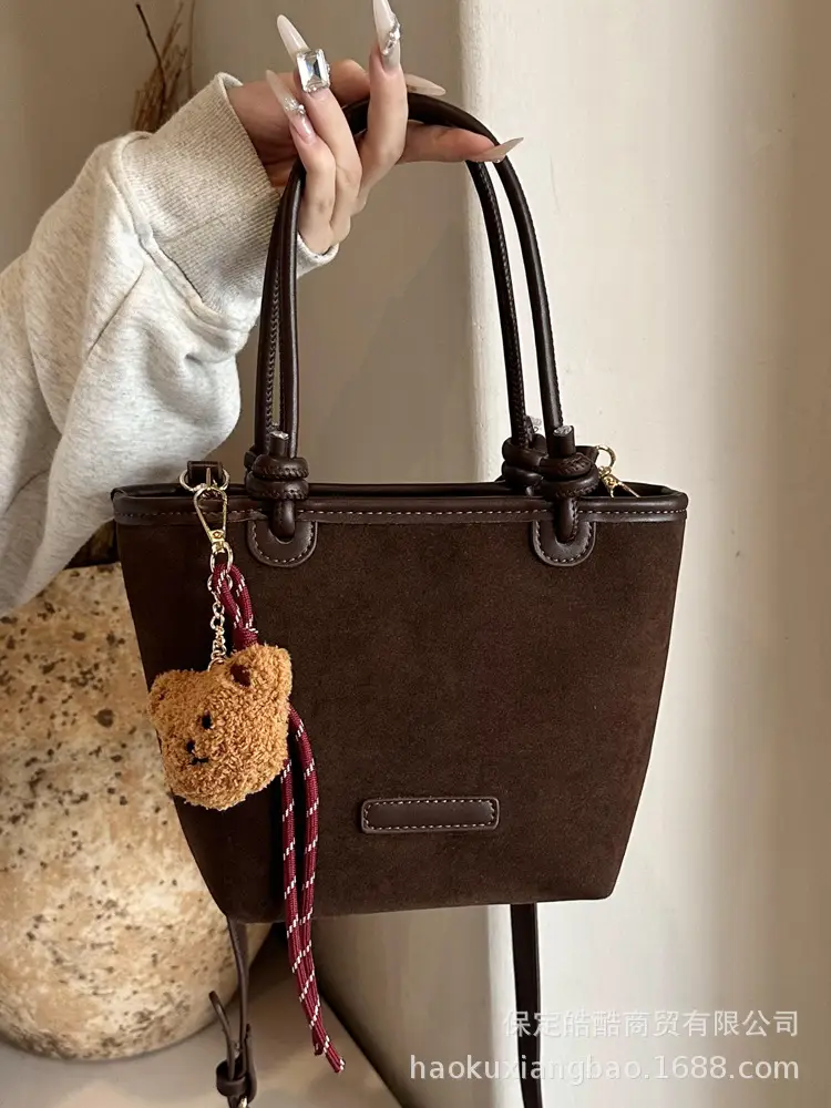 Frosted Women's Shoulder Bag Large Capacity Tan - Image 7