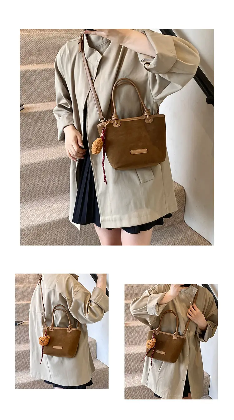 Frosted Women's Shoulder Bag Large Capacity Tan — feature 11