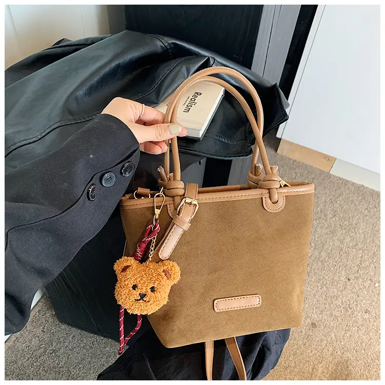 Frosted Women's Shoulder Bag Large Capacity Tan — feature 17