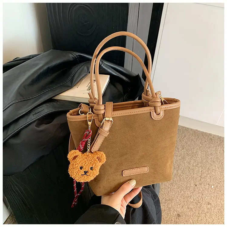 Frosted Women's Shoulder Bag Large Capacity Tan — feature 18
