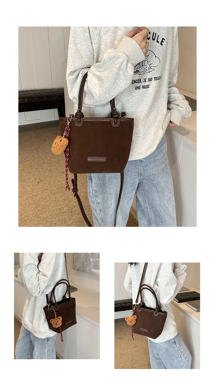 Frosted Women's Shoulder Bag Large Capacity Tan — feature 9