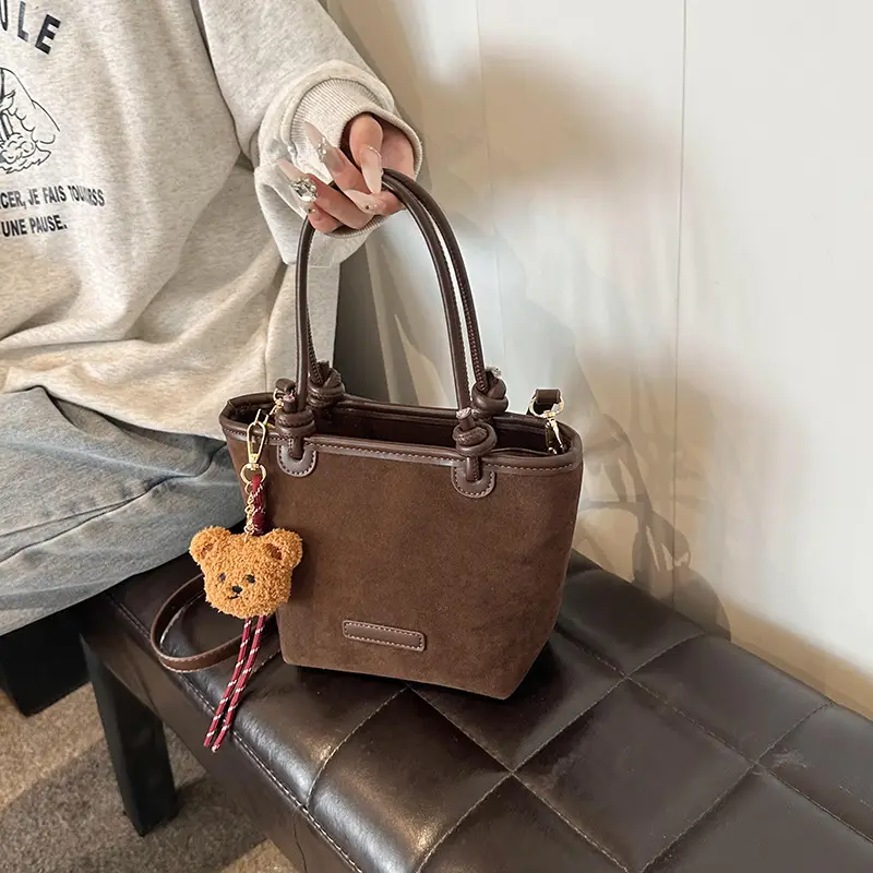 Frosted Women's Shoulder Bag Large Capacity Tan - Image 2