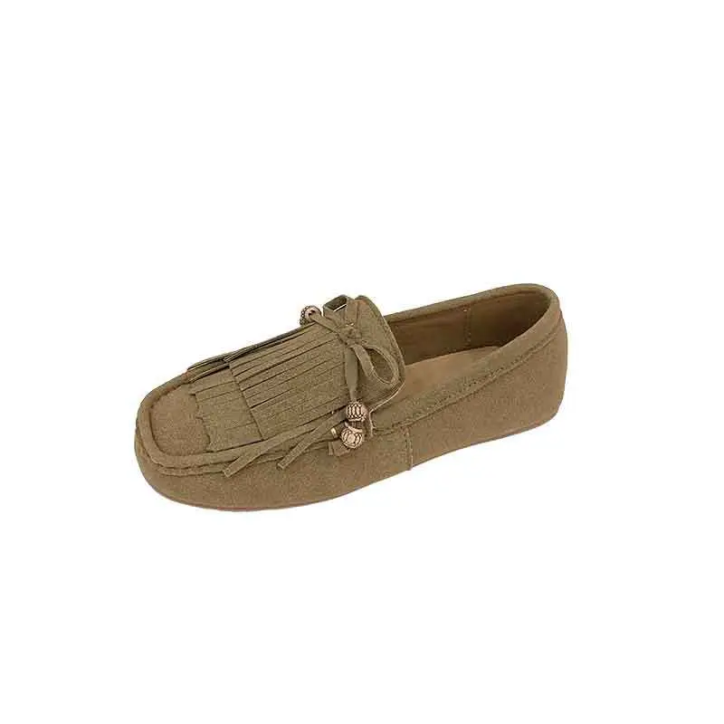 Women's Frosted Tassel Slip-on Loafers Tan