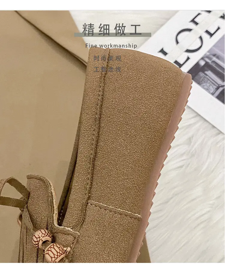 Women's Frosted Tassel Slip-on Loafers Tan — feature 14