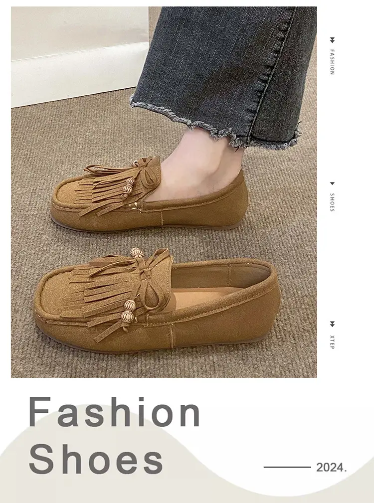 Women's Frosted Tassel Slip-on Loafers Tan — feature 6