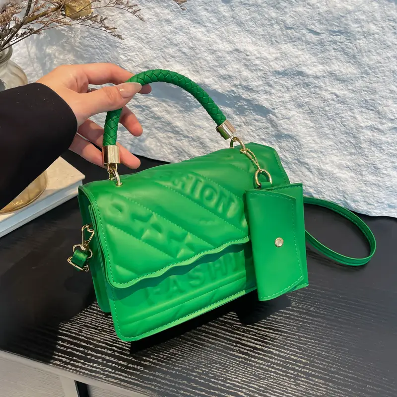 Green Quilted Shoulder Bag 2024 Autumn New - Image 8