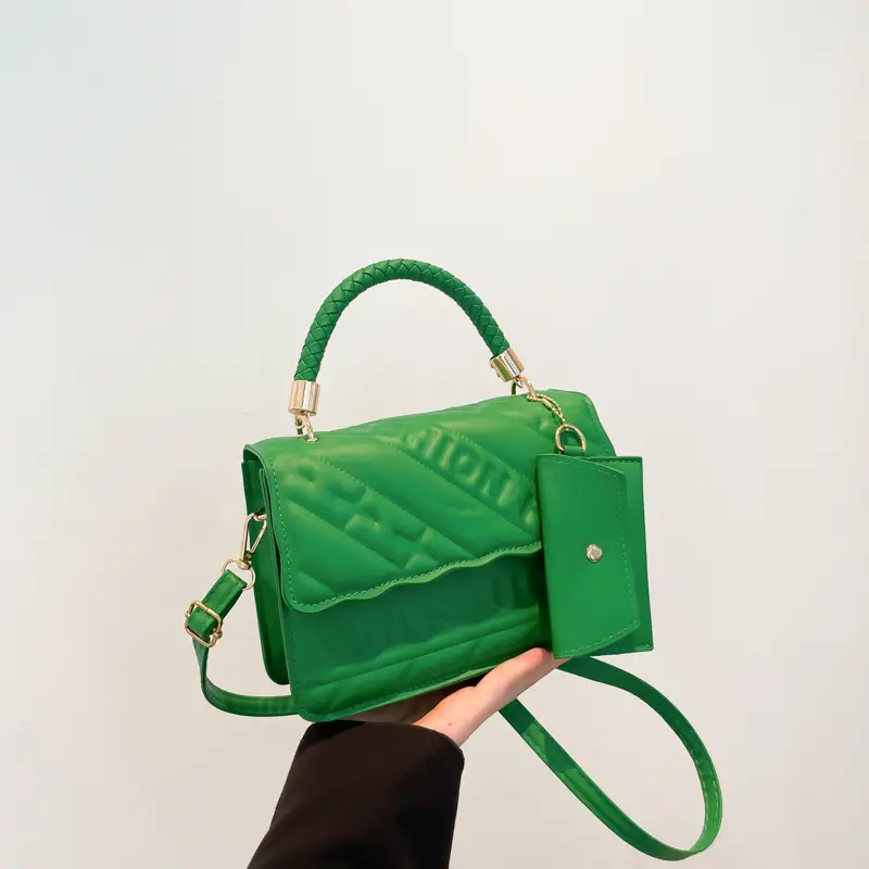 Green Quilted Shoulder Bag 2024 Autumn New - Image 5