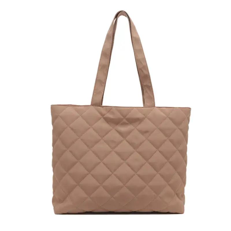 Women's Diamond Lattice Cotton Tote Bag Large Capacity - Image 6