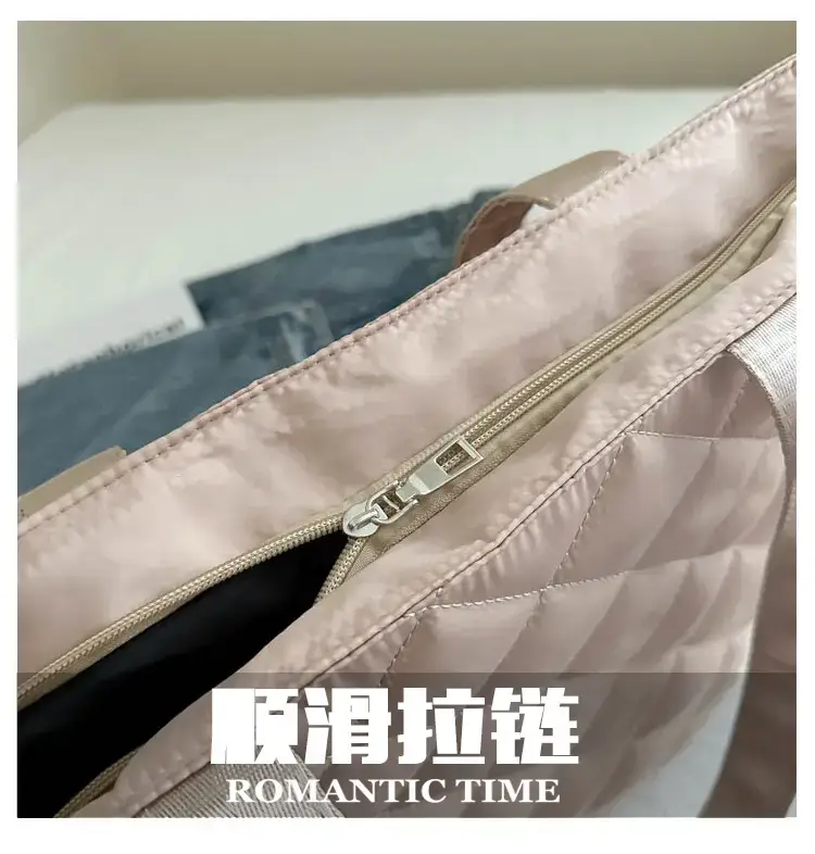 Women's Diamond Lattice Cotton Tote Bag Large Capacity — feature 7