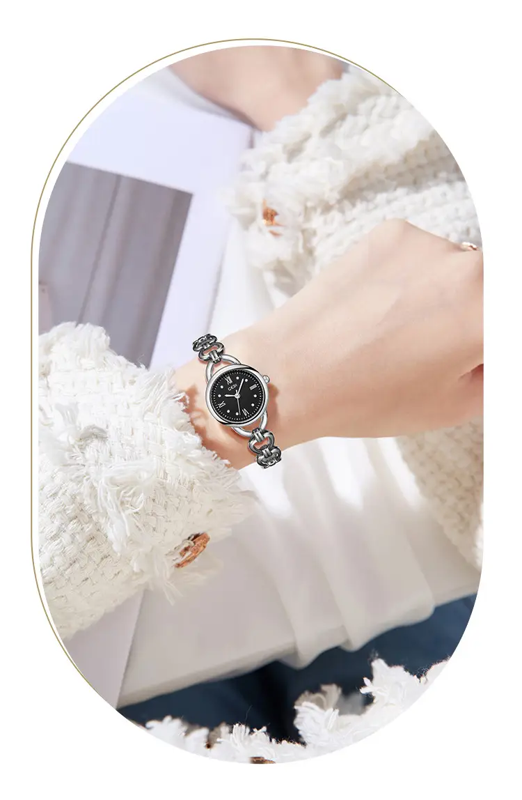 Women's Gold Quartz Bracelet Watch with Chain Strap — feature 9