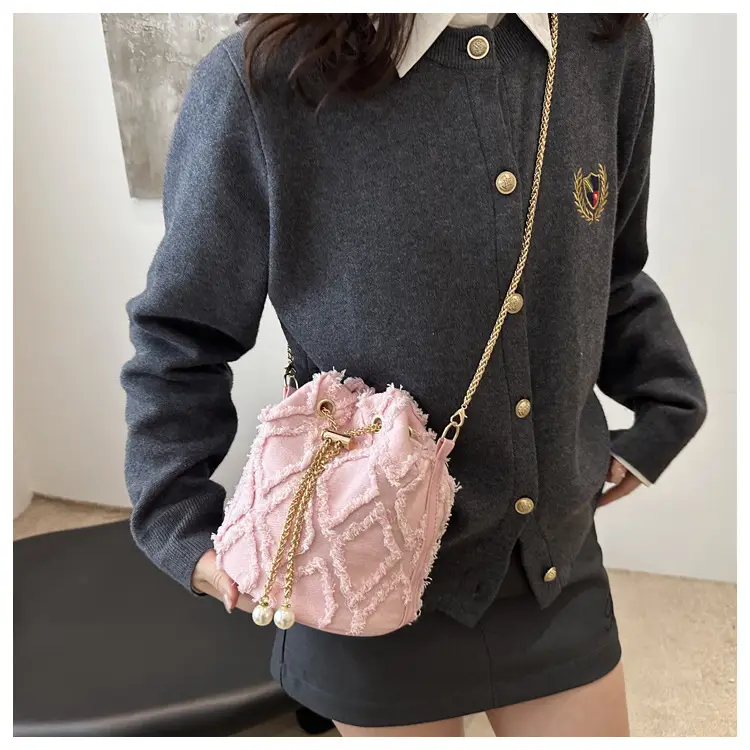 Black Drawstring Tassel Shoulder Bag for Women — feature 12