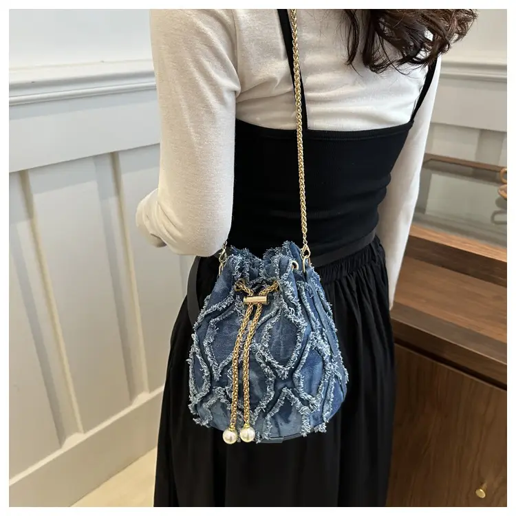 Black Drawstring Tassel Shoulder Bag for Women — feature 14
