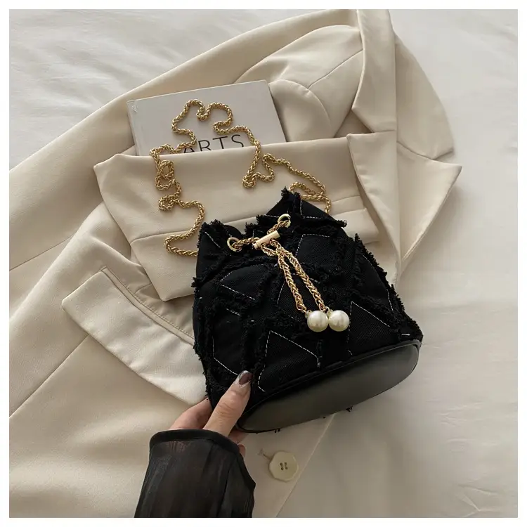 Black Drawstring Tassel Shoulder Bag for Women — feature 22