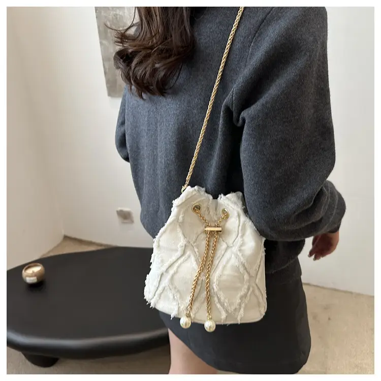 Black Drawstring Tassel Shoulder Bag for Women — feature 9