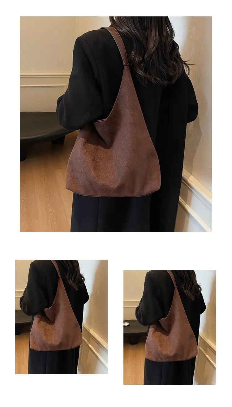 Women Retro Large Capacity Shoulder Bag Black American Style — feature 18