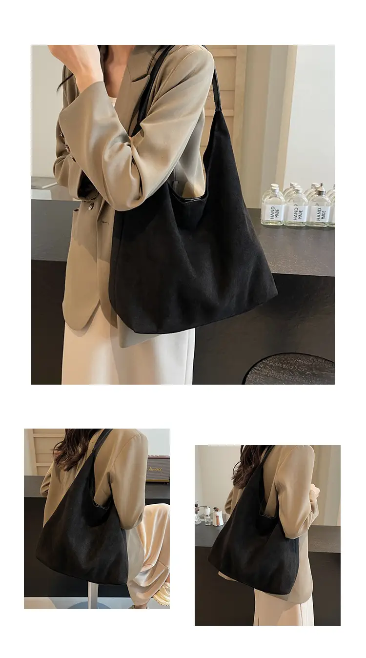 Women Retro Large Capacity Shoulder Bag Black American Style — feature 20