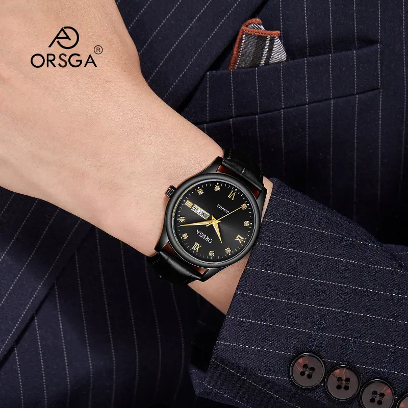 Orsga Men's Blue Dial Quartz Watch with Cross Strap - Image 31