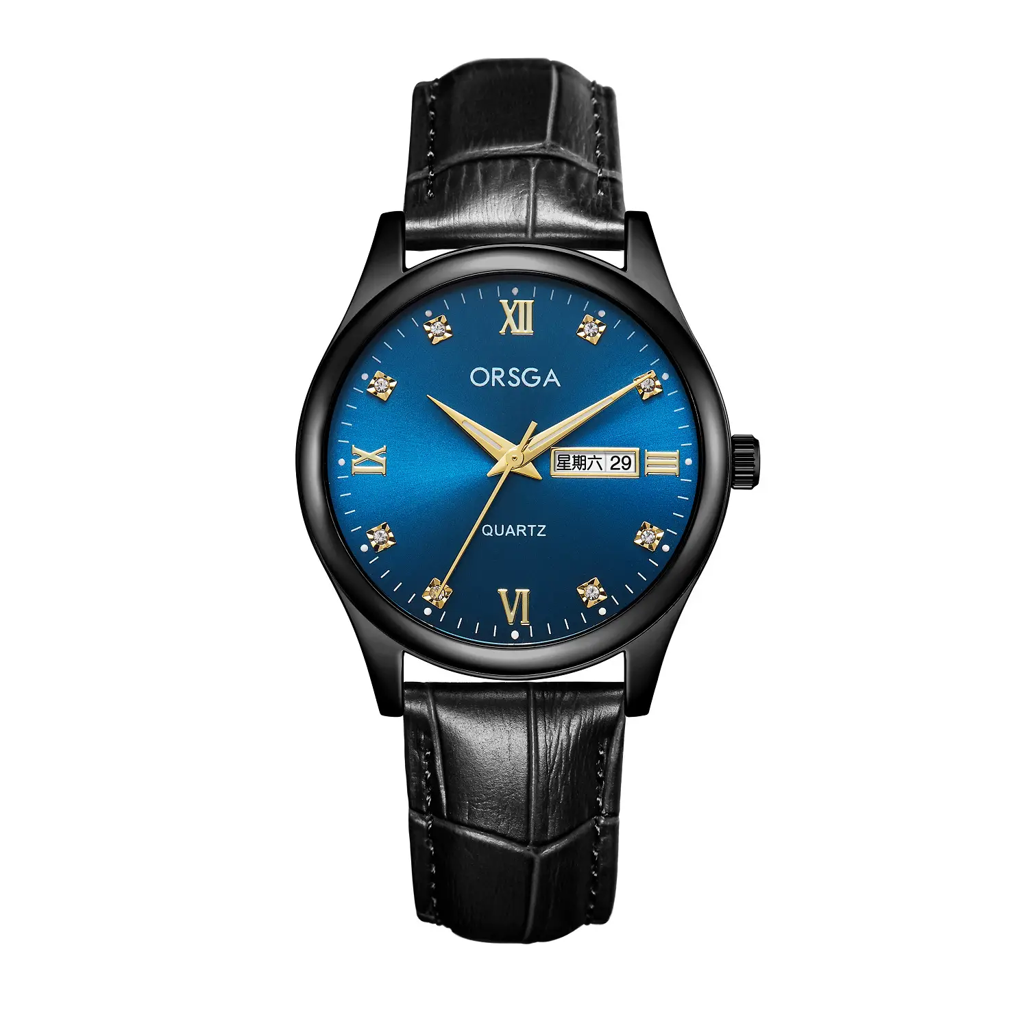 Orsga Men's Blue Dial Quartz Watch with Cross Strap - Image 12