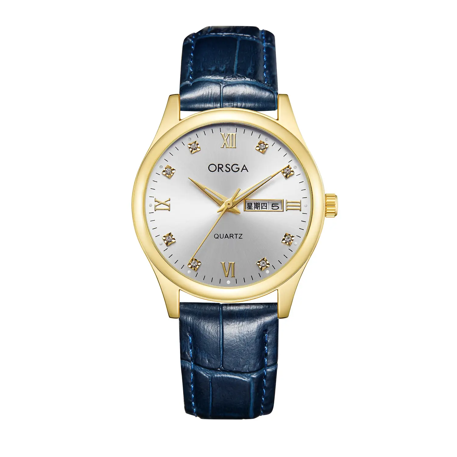 Orsga Men's Blue Dial Quartz Watch with Cross Strap - Image 17