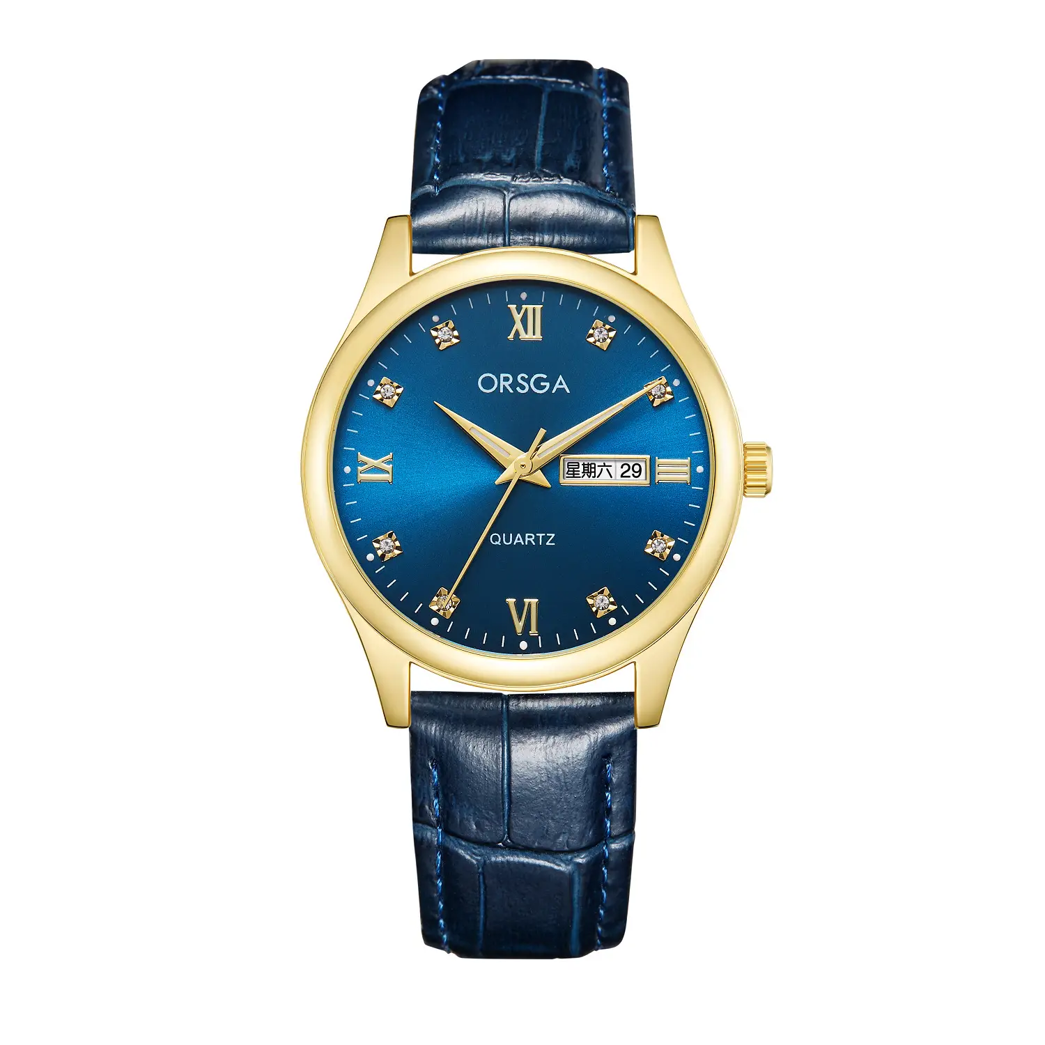 Orsga Men's Blue Dial Quartz Watch with Cross Strap - Image 18