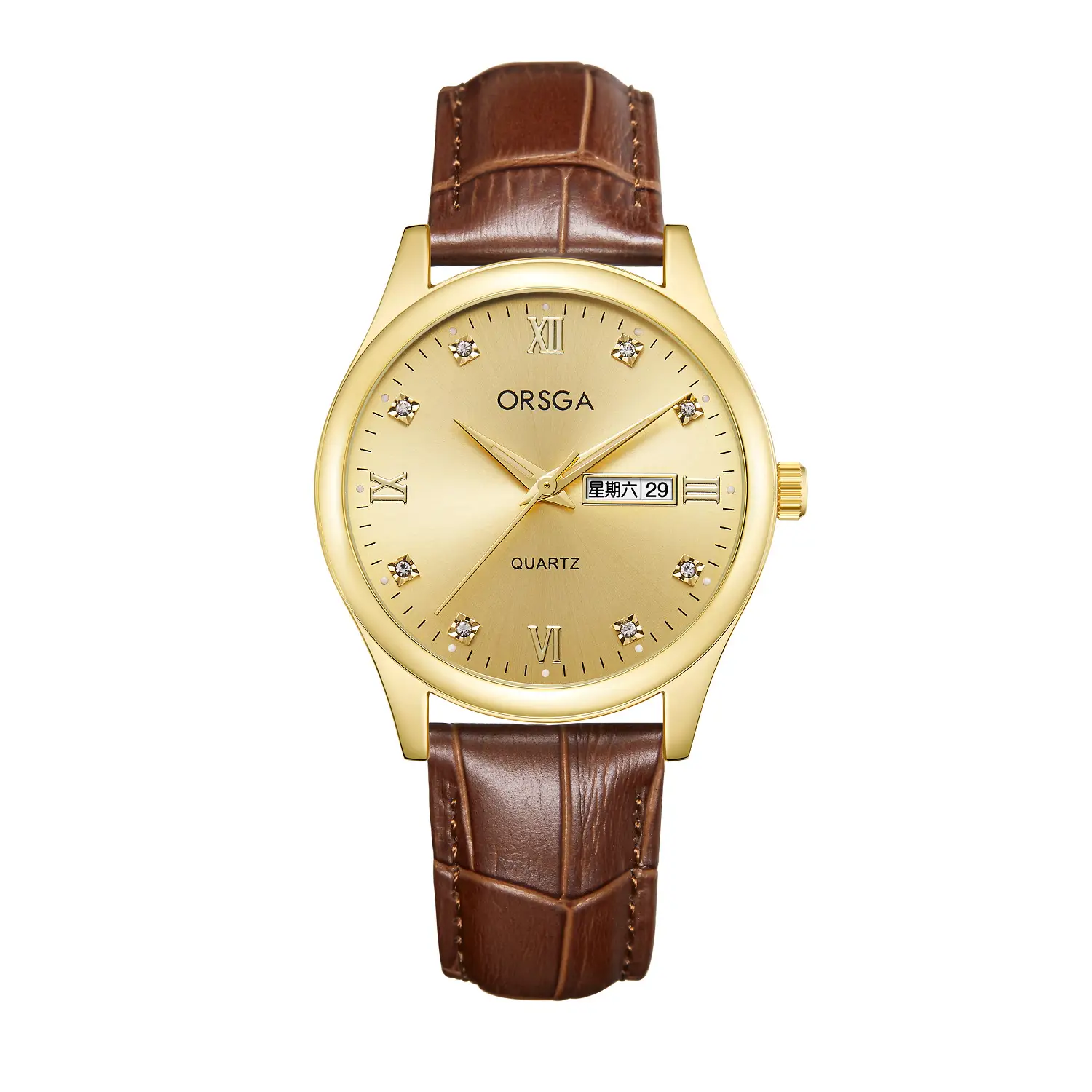 Orsga Men's Blue Dial Quartz Watch with Cross Strap - Image 20