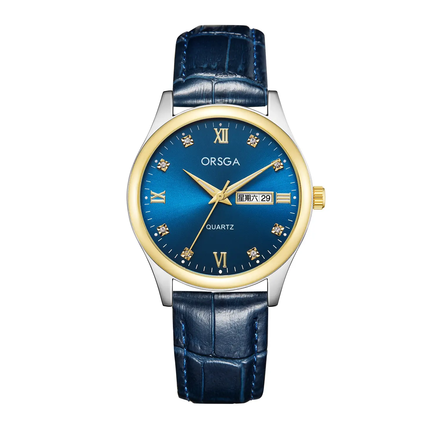 Orsga Men's Blue Dial Quartz Watch with Cross Strap - Image 25