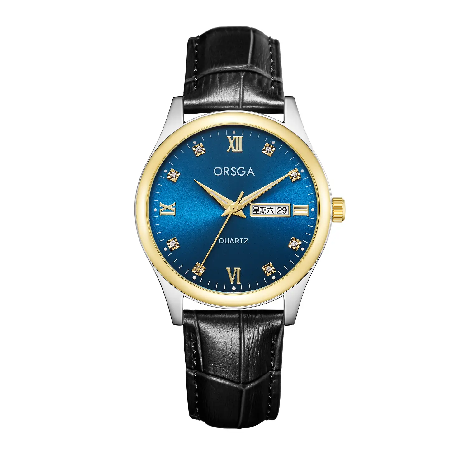 Orsga Men's Blue Dial Quartz Watch with Cross Strap - Image 26