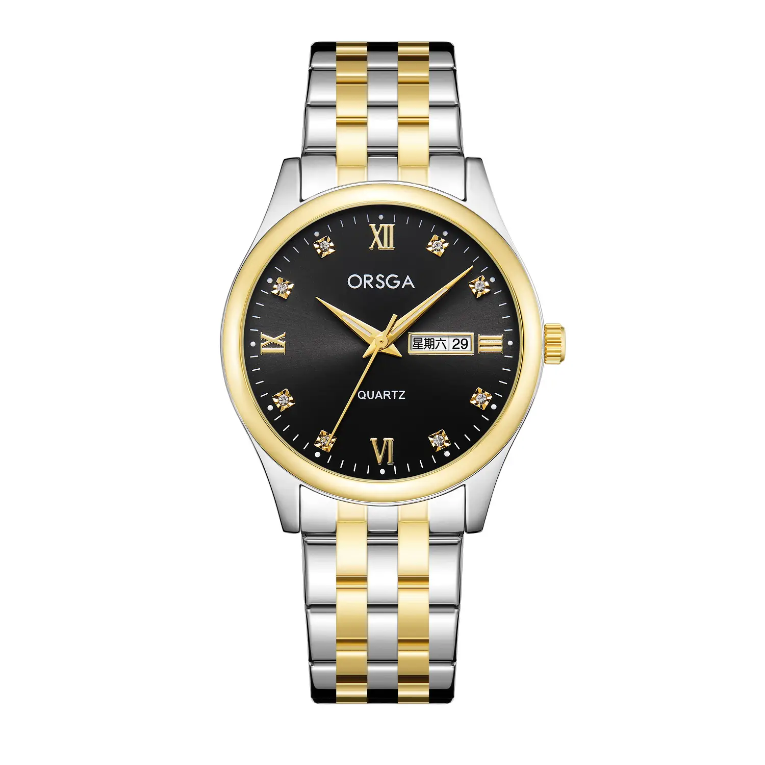 Orsga Men's Blue Dial Quartz Watch with Cross Strap - Image 3
