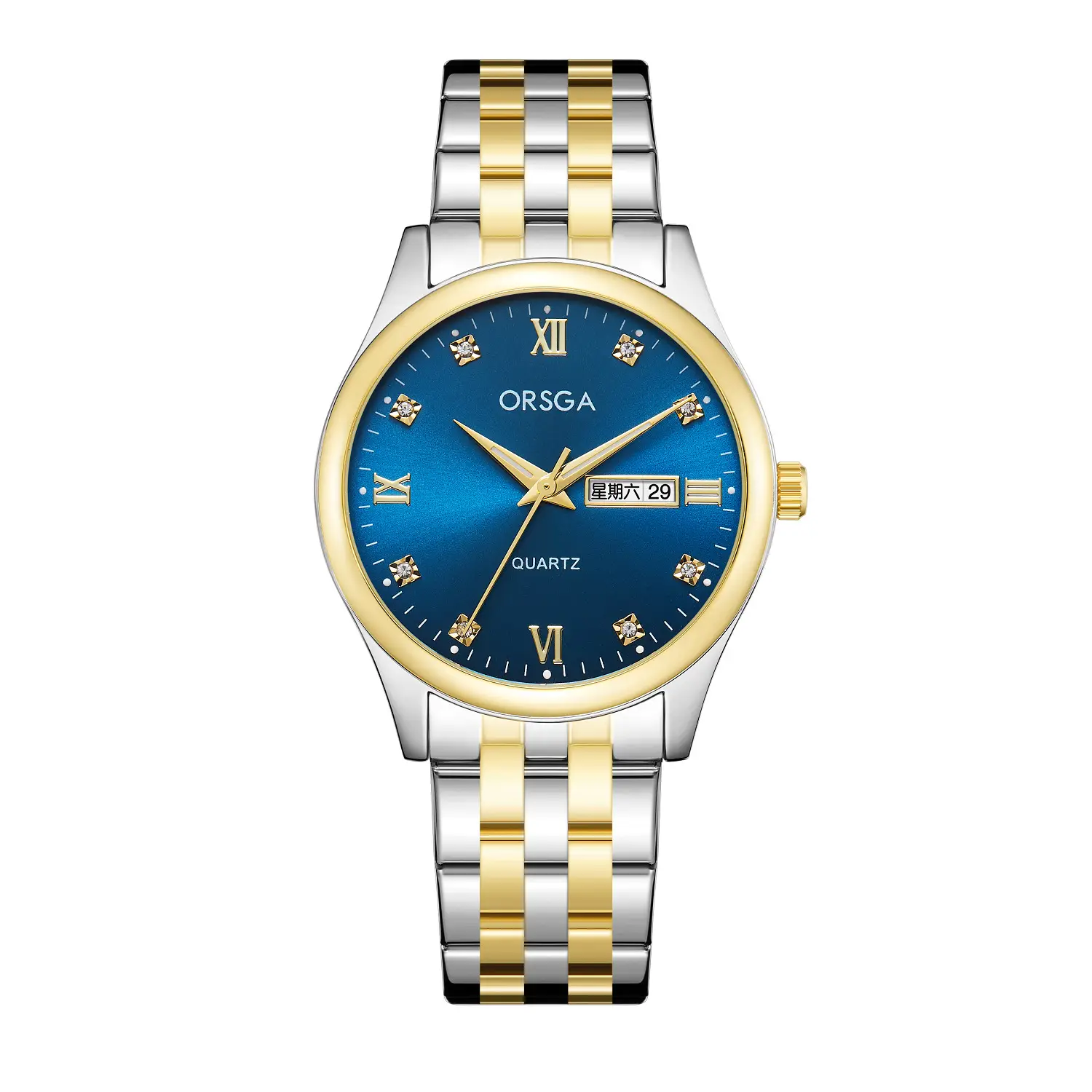 Orsga Men's Blue Dial Quartz Watch with Cross Strap - Image 5