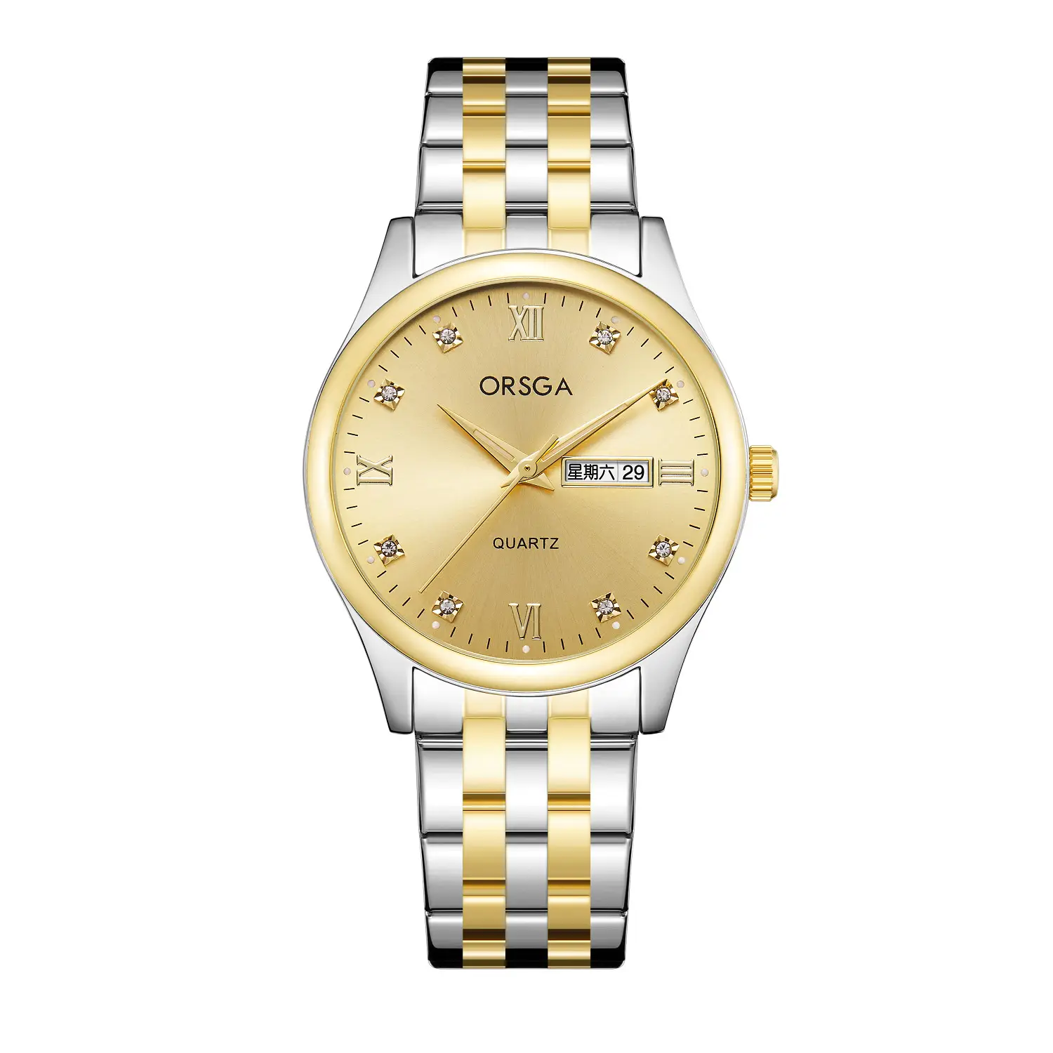 Orsga Men's Blue Dial Quartz Watch with Cross Strap - Image 6