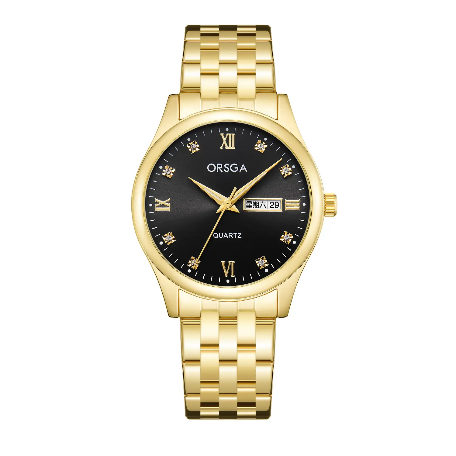 Orsga Men's Blue Dial Quartz Watch with Cross Strap - Image 7