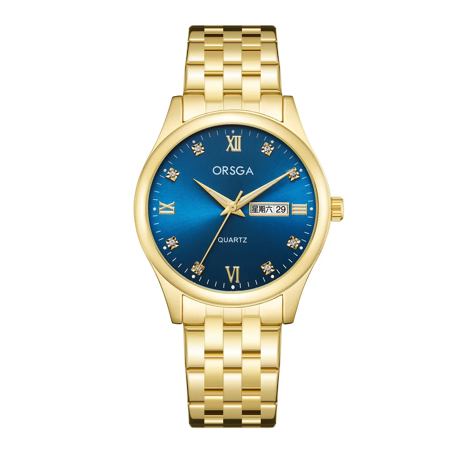 Orsga Men's Blue Dial Quartz Watch with Cross Strap - Image 9