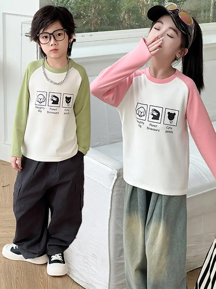 Girls Raglan Sweatshirt Purple White Winter Base Layer
