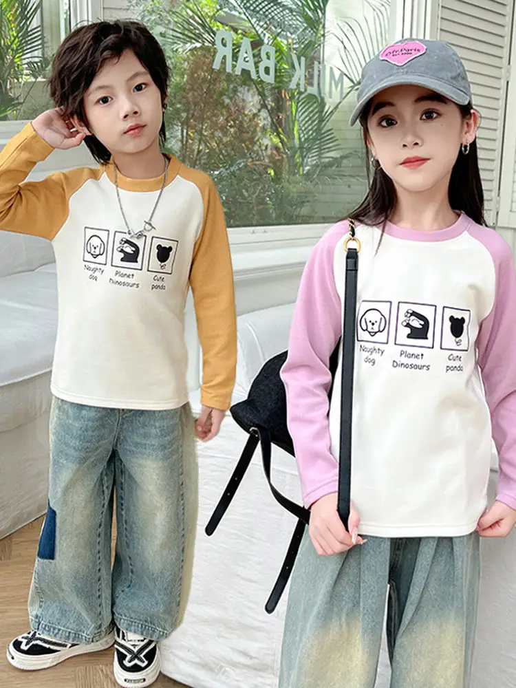 Girls Raglan Sweatshirt Purple White Winter Base Layer