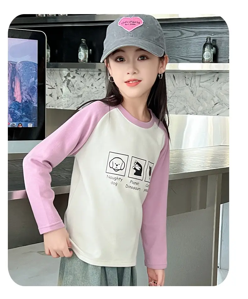 Girls Raglan Sweatshirt Purple White Winter Base Layer — feature 19