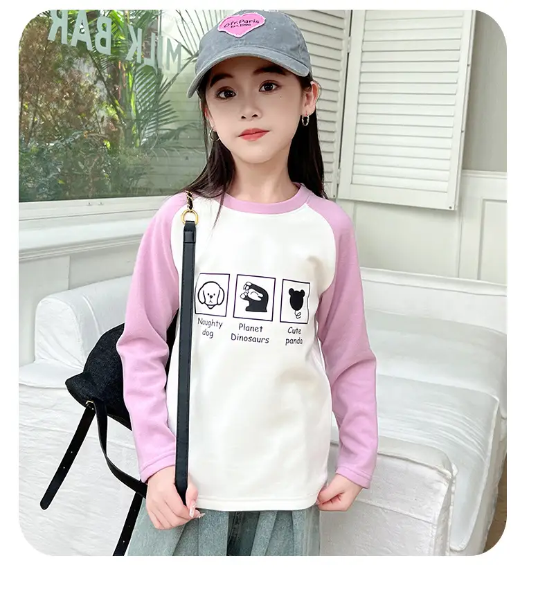 Girls Raglan Sweatshirt Purple White Winter Base Layer — feature 24