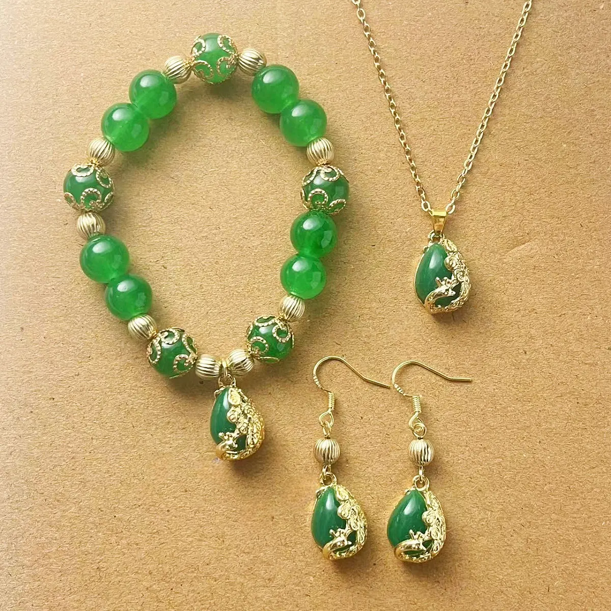 Blue Pearl Camellia Necklace Earrings Ring Set