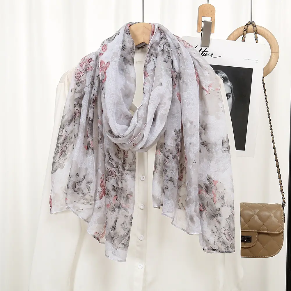 Elegant Printed Silk Scarves for Women Floral Travel Sunscreen — feature 12