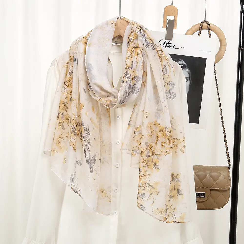 Elegant Printed Silk Scarves for Women Floral Travel Sunscreen — feature 8