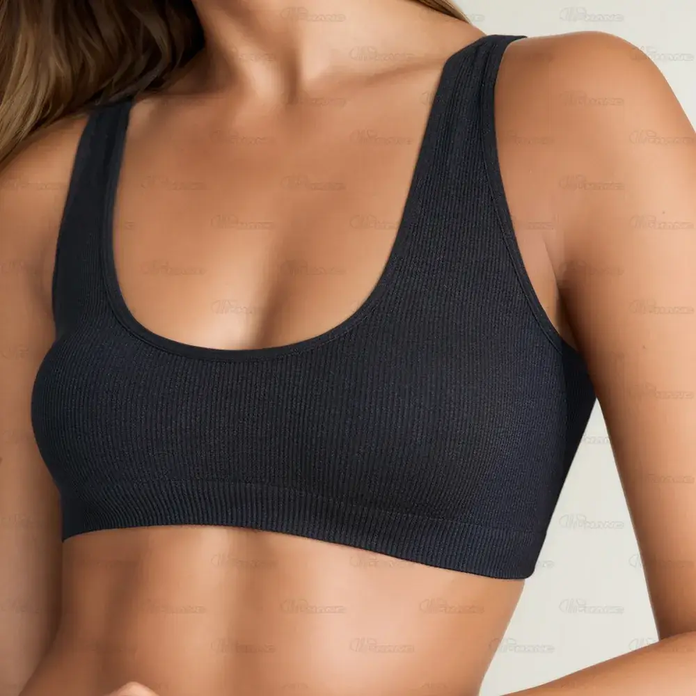 Black Seamless Yoga Bra Single Layer Back Support - Image 4