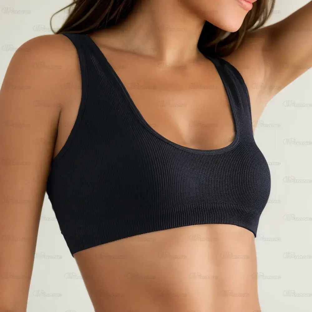 Black Seamless Yoga Bra Single Layer Back Support - Image 5