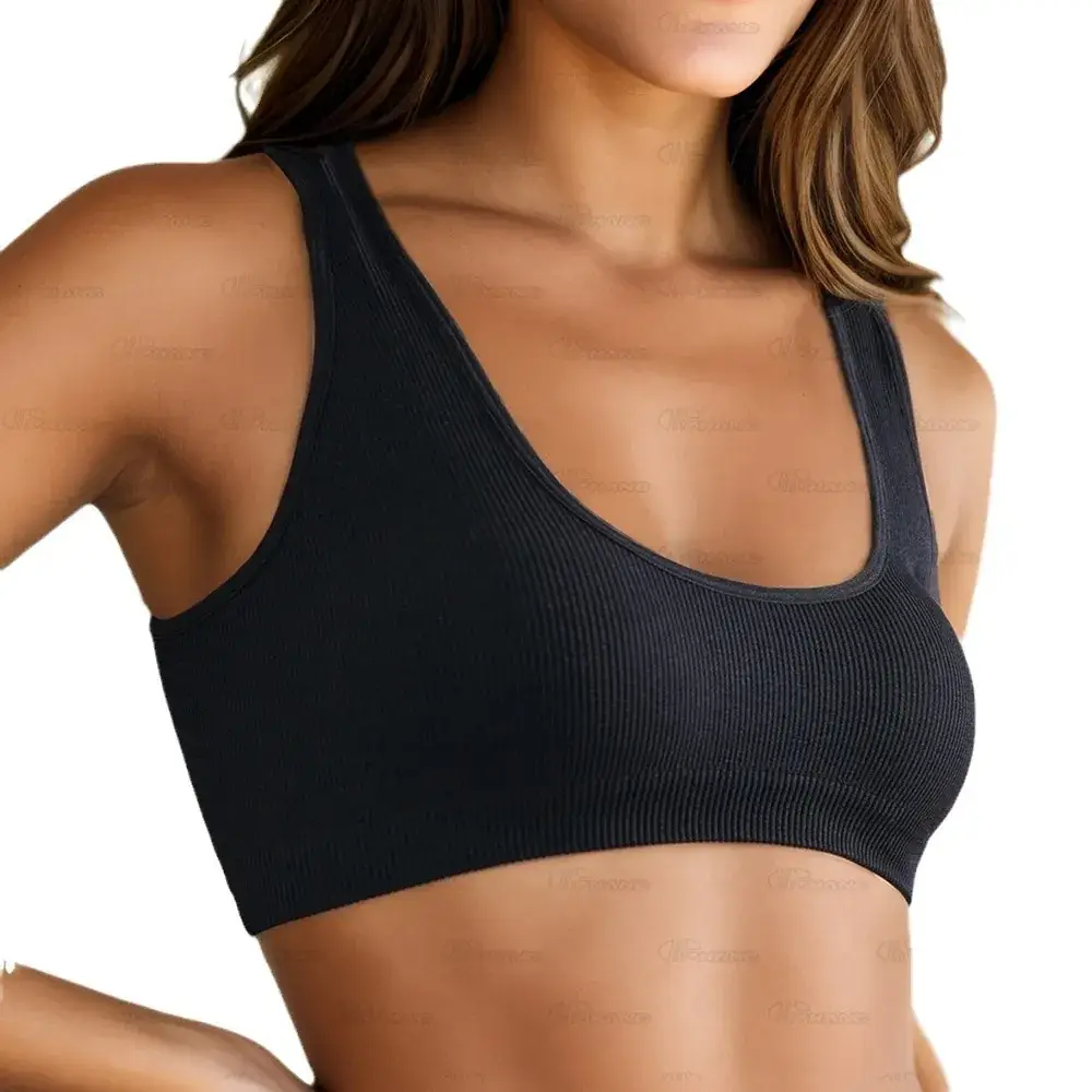 Black Seamless Yoga Bra Single Layer Back Support - Image 6