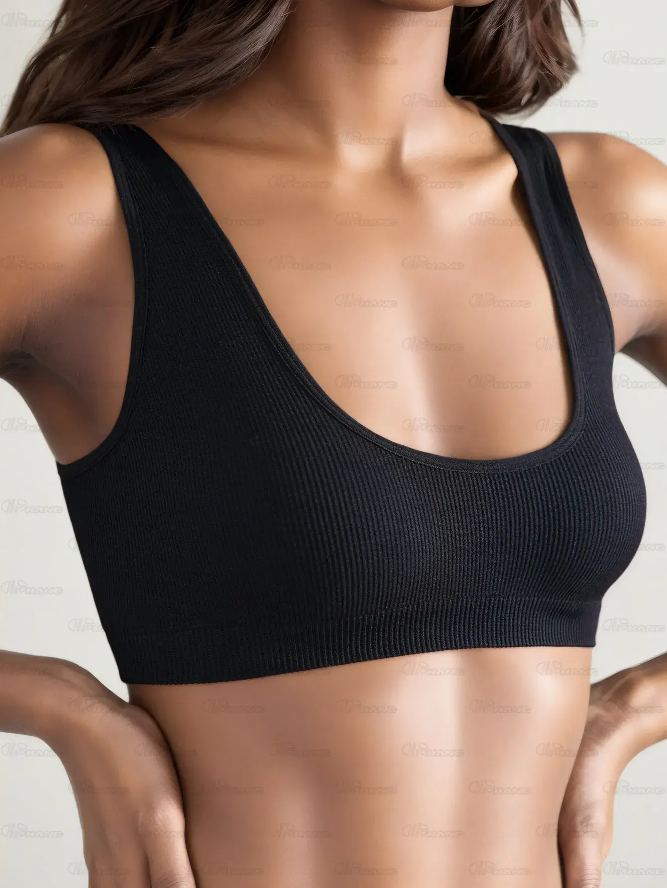 Black Seamless Yoga Bra Single Layer Back Support — feature 3