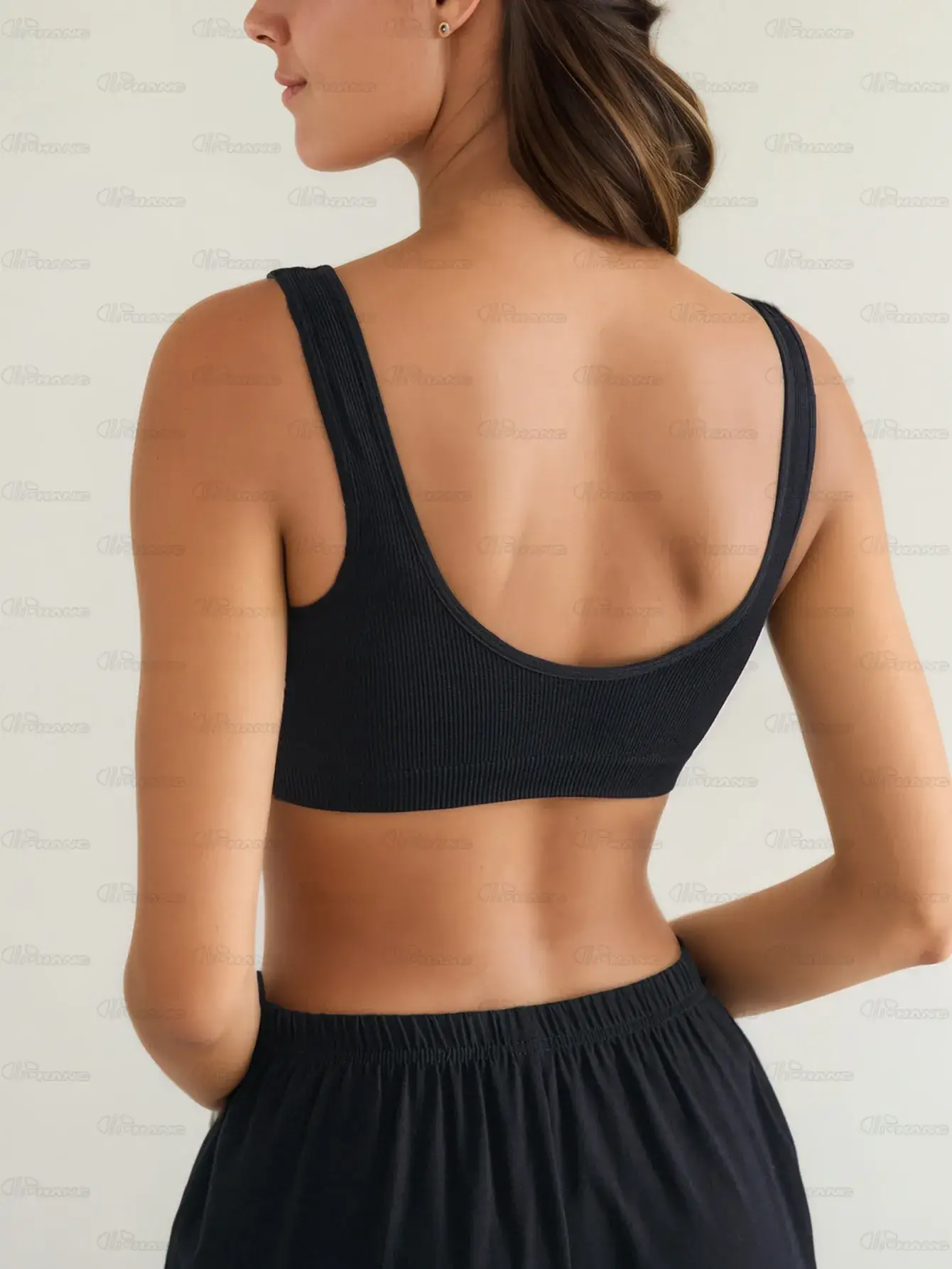 Black Seamless Yoga Bra Single Layer Back Support — feature 4