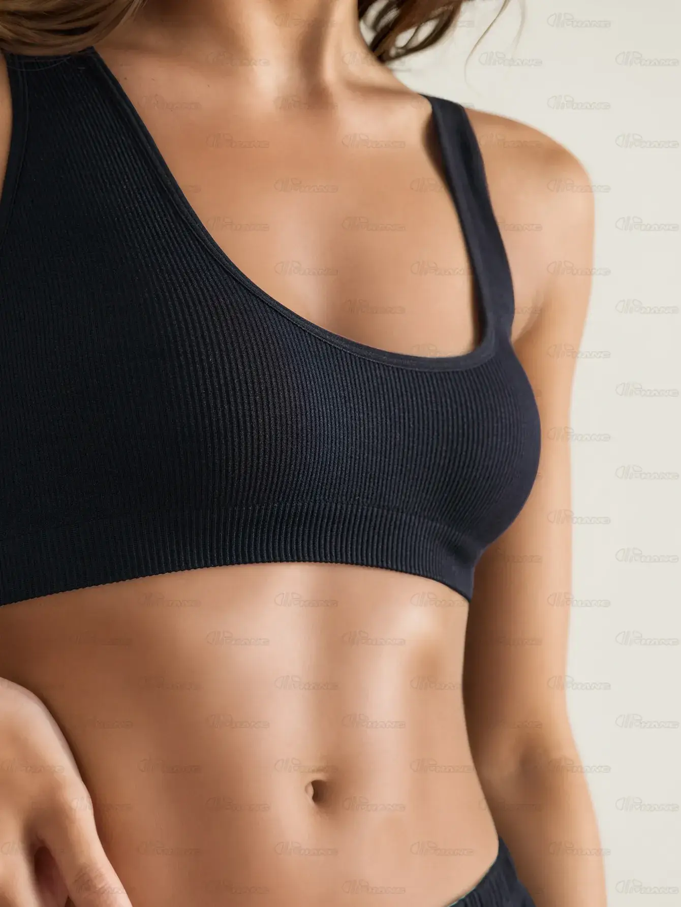 Black Seamless Yoga Bra Single Layer Back Support — feature 6