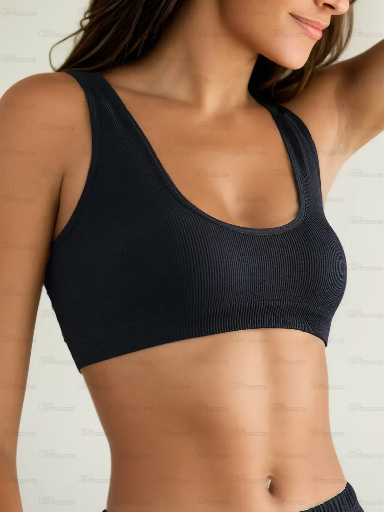 Black Seamless Yoga Bra Single Layer Back Support — feature 8
