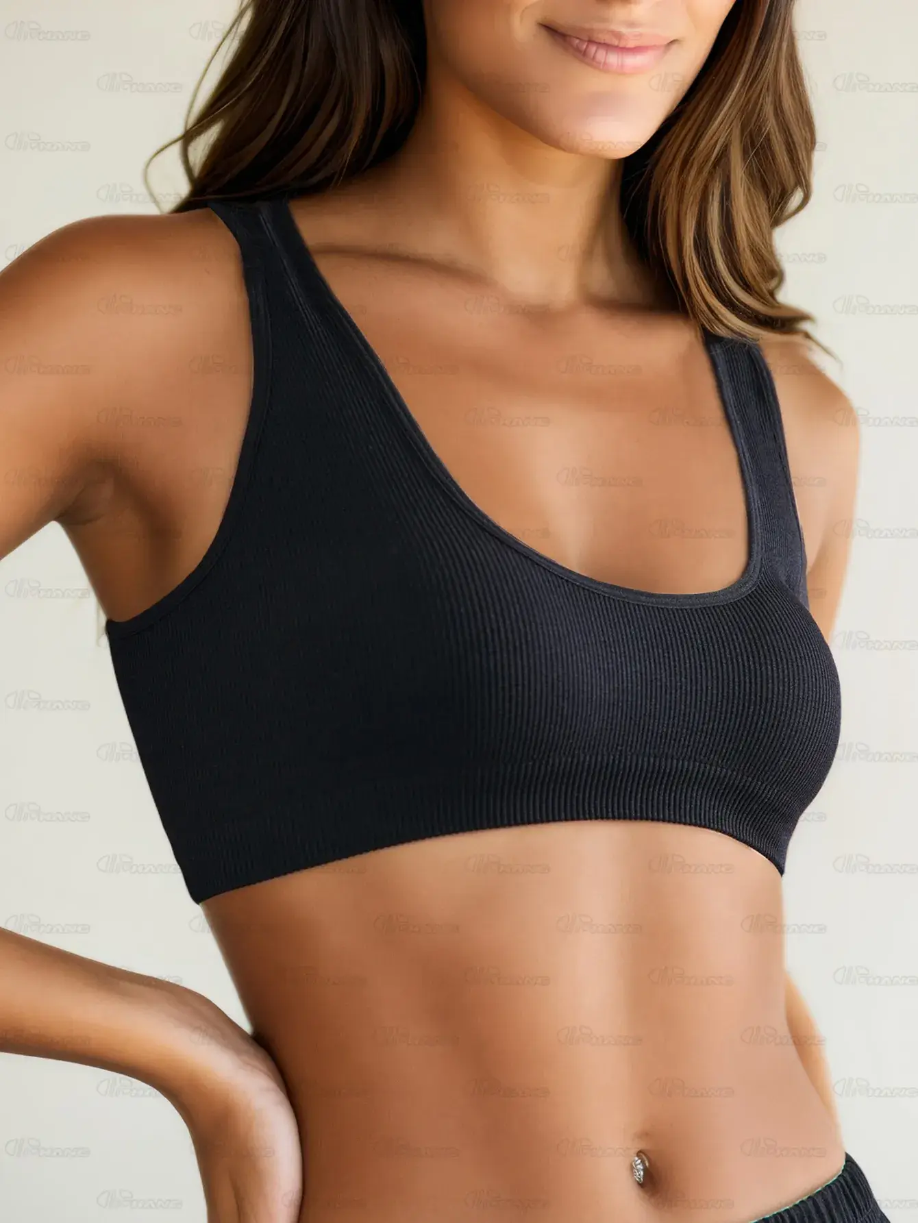 Black Seamless Yoga Bra Single Layer Back Support — feature 9