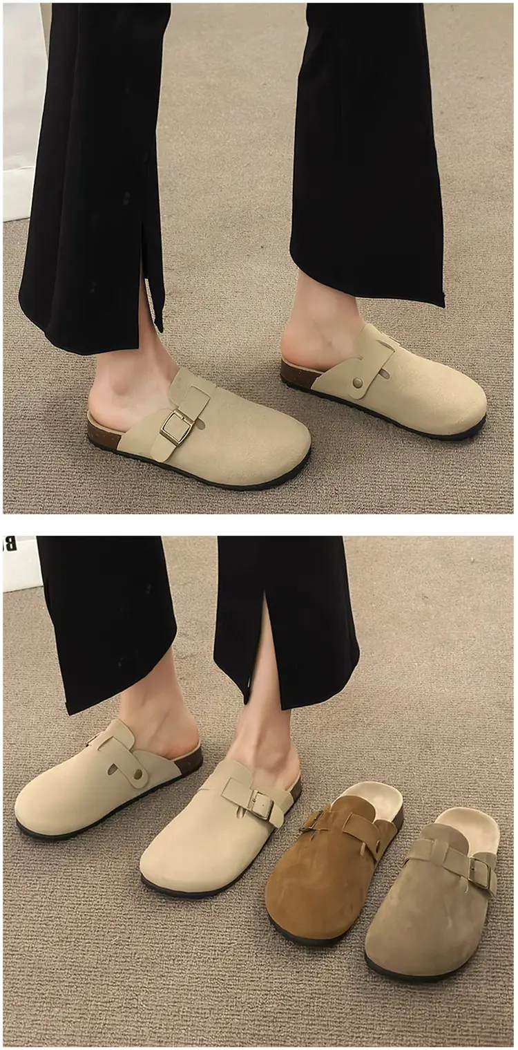 Women's Shoes 2024 New Spring and Summer Thick-Soled Versatile Birkenstock-Style Closed-Toe Slip-On Mules for Outdoor Wear — feature 11