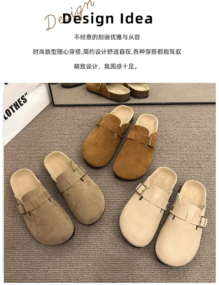 Women's Shoes 2024 New Spring and Summer Thick-Soled Versatile Birkenstock-Style Closed-Toe Slip-On Mules for Outdoor Wear — feature 3