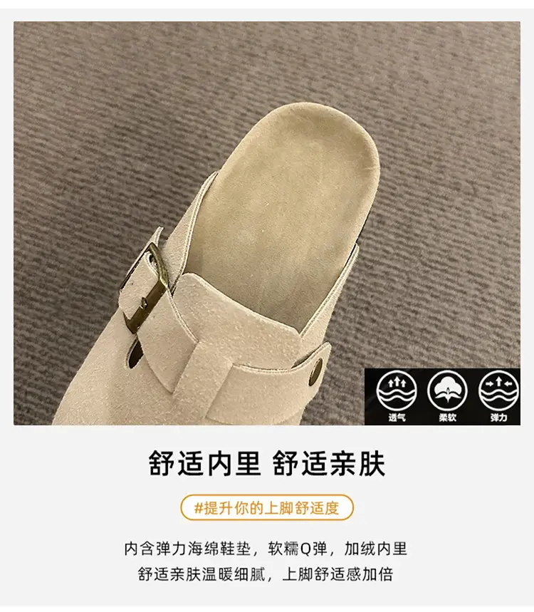 Women's Shoes 2024 New Spring and Summer Thick-Soled Versatile Birkenstock-Style Closed-Toe Slip-On Mules for Outdoor Wear — feature 5